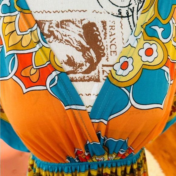 Beautiful & vibrantly colored maxi dress. Fit a size 12 thru 16. One of a kind! - Picture 4 of 6